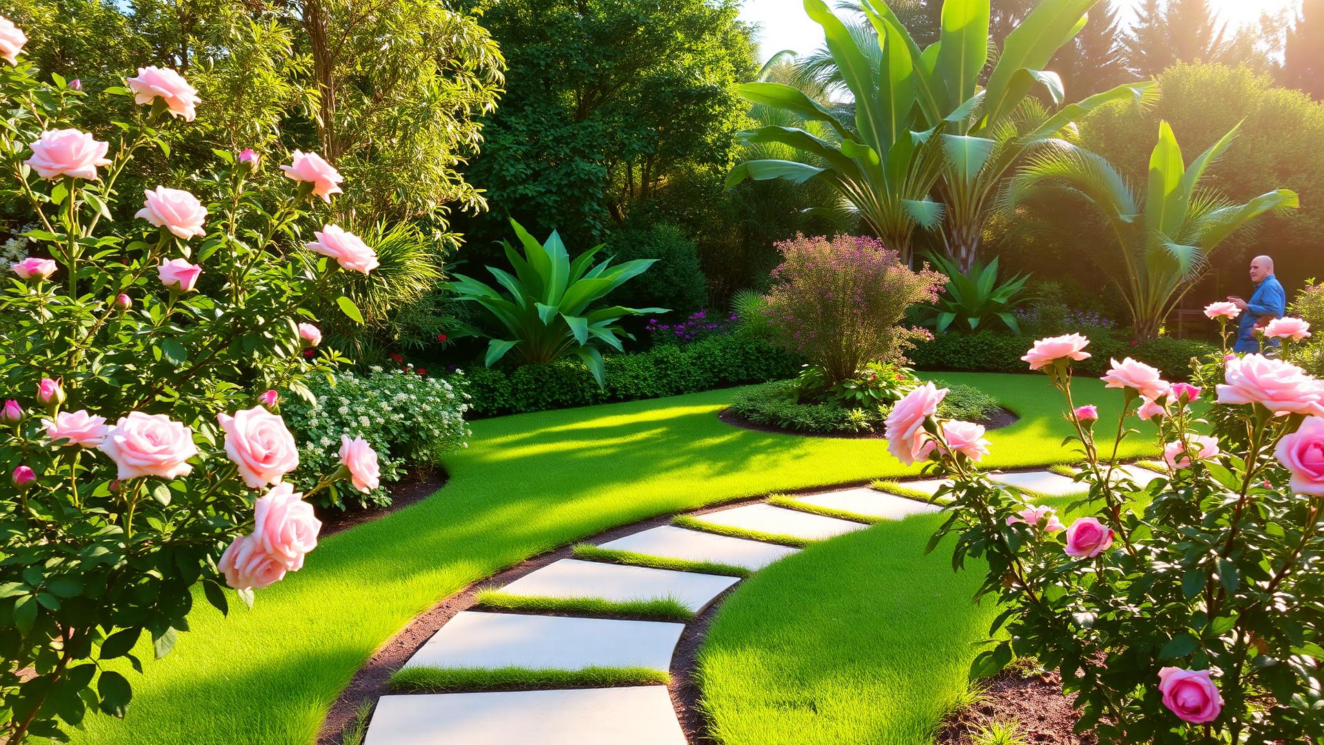 Premium landscaped garden with roses and palms designed by Savita Rose Nursery in Bhayandar, Mumbai